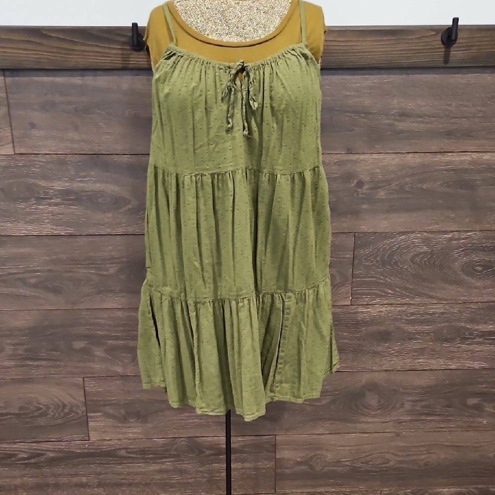 Old Navy Olive Green Tiered Mini Dress